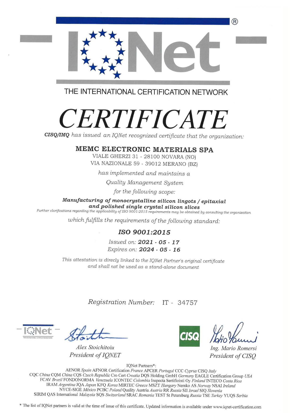 Read more about the article MEMC Electronic Materials S.p.A